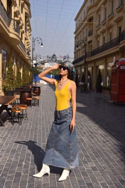 Saia Jeans Longa